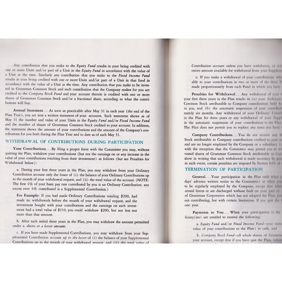 Grumman Employee Investment Plan 1969 | Aerospace Stock Program Booklet - Picture 5 of 8